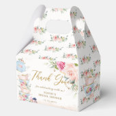 Blozende Roze Bloemige Theekrans Bruids Baby Showe Bedankdoosjes (Achterkant)