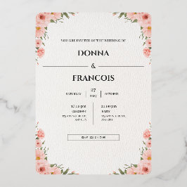 Blozende Roze Bloemige Trouw Uitnodiging Sjabloon