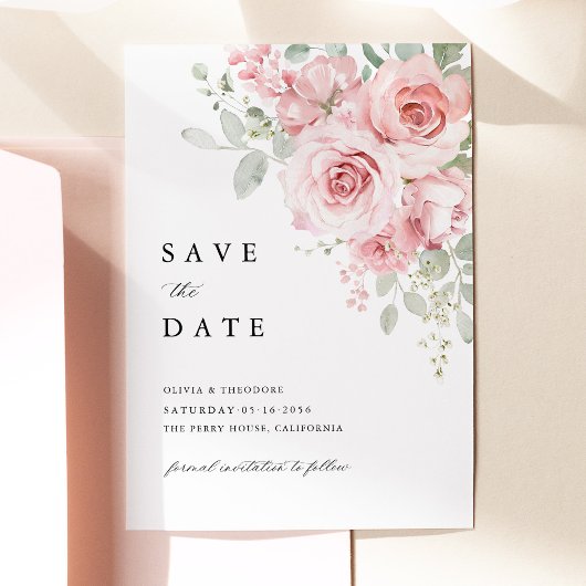 Blozende Roze Bloemige Trouwdag Save The Date