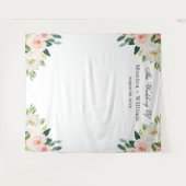 Blozende Roze Bloemige Trouwfoto Achtergrond Wandkleed (Voorkant (horizontaal))