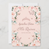 Blozende Roze Bloemige Zoete 16 Roze Gouden Quince Save The Date (Achterkant)