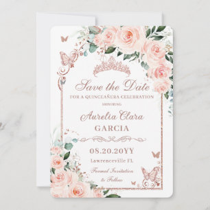 Blozende Roze Bloemige Zoete 16 Roze Gouden Quince Save The Date