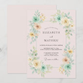 Blozende Roze Bloemrijke Bruiloft Kaart (Voorkant / Achterkant)