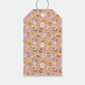 Blozende Roze Bloemrijke Wagen Dank Je Wel | Baby Cadeaulabel (Achterkant)