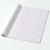 Blozende Roze Bloemstrepen Cadeaupapier (Uitgerold)