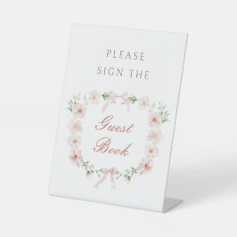 Blozende Roze Bloemstuk Gastboek Reclamebord Met Voetstuk