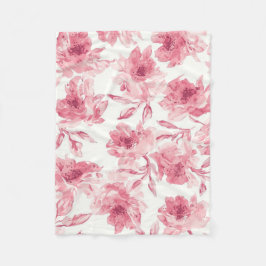 Blozende Roze Bloesems Waterverf Geschilderde Luch Fleece Deken