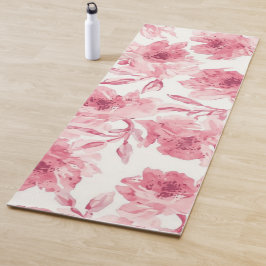Blozende Roze Bloesems Waterverf Geschilderde Luch Yogamat
