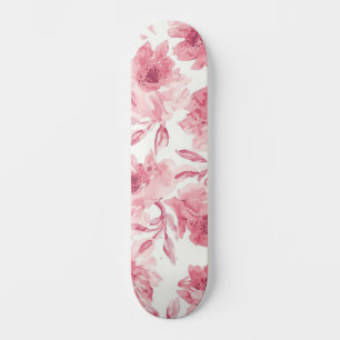 Blozende Roze Bloesems Waterverf Luchtige Bloemen Persoonlijk Skateboard