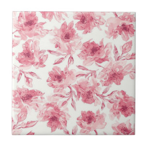 Blozende Roze Bloesems Waterverf Luchtige Bloemen Tegeltje