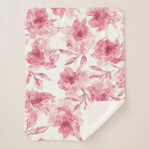 Blozende Roze Bloesems Waterverf Schildering Lucht Sherpa Deken