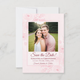 Blozende Roze Boho Chic Pioenrozen & Foto Bruiloft Save The Date