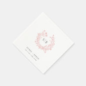 Blozende Roze Boho Versierd Monogram Huwelijk Servet (Hoek)