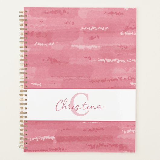 Blozende roze boho waterverf penseelstreken planner (Voorkant)