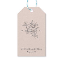 Blozende Roze Botanische Monogram Trouw
