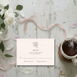 Blozende Roze Botanische Monogram Trouw RSVP Kaart