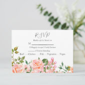 Blozende Roze Botanische Trouwdag RSVP Kaartje (Staand voorkant)