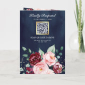 Blozende Roze Bourgondië Bloemencode Navy Bruiloft (Achterkant)