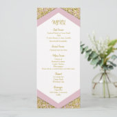 Blozende Roze Chic Gouden Glittervlokken Glam Brui Menu (Staand voorkant)