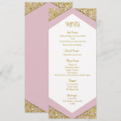 Blozende Roze Chic Gouden Glittervlokken Glam Brui Menu (Voorkant / Achterkant)