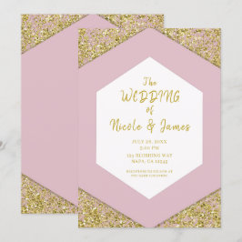 Blozende Roze Chic Gouden Glittervlokken Glamour B Kaart