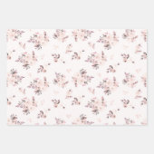 Blozende Roze & Crème Waterverf Bloemen en Subtiel Inpakpapier Vel (Voorkant)
