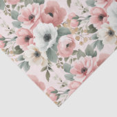 Blozende Roze Crème Waterverf Bloemen Tissuepapier (Detail)