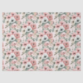 Blozende Roze Crème Waterverf Bloemen Tissuepapier (Voorkant)