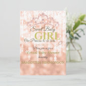 Blozende Roze Diamant Roze Goud Script Baby Borrel Kaart (Staand voorkant)
