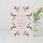 Blozende Roze Elegante Rozen Bruiloft Kaart (Staand voorkant)