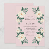 Blozende Roze Elegante Rozen Bruiloft Kaart (Voorkant / Achterkant)