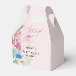 Blozende Roze En Blauwe Waterverf Bloemen Bedankdoosjes