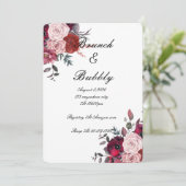 Blozende Roze En Bourgondiërende Bloemige Bruidsfe Save The Date (Staand voorkant)