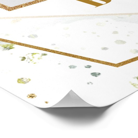 Blozende roze en goud en groen bruidsdouche poster (Hoek)