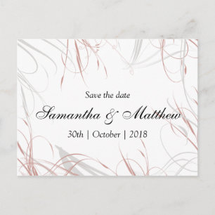 Blozende roze en grijze versieringen Save the Date Aankondigingskaart