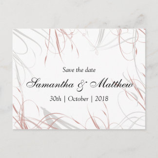 Blozende roze en grijze versieringen Save the Date Aankondigingskaart