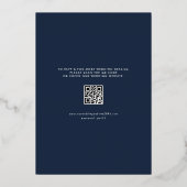 Blozende Roze en Marineblauwe Bloemrijke Frame QR Folie Uitnodiging (Achterkant)
