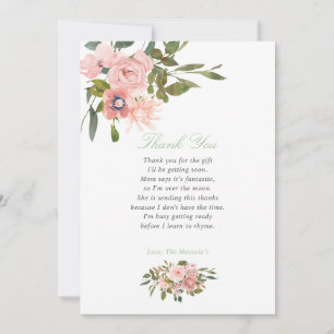 Blozende Roze en Salie Baby Shower Dankjewel Bedankkaart