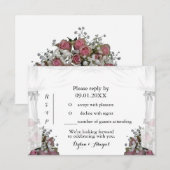 Blozende Roze en Stof Sage Trouw RSVP Uitnodiging (Voorkant / Achterkant)