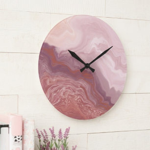Blozende Roze en Terracotta Vloeiende Abstracte Ku Grote Klok