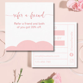 Blozende roze en witte Referrel-loyaliteitskaart Vierkante Visitekaartje