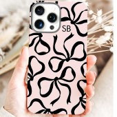 Blozende Roze En Zwarte Strik Monogram Case-Mate iPhone Case