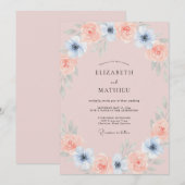 Blozende Roze Ethische Botanische Bruiloft Kaart (Voorkant / Achterkant)
