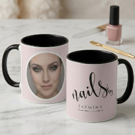 Blozende Roze Foto Nagelstylist Elegante Koffie Mok