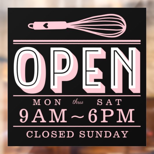 Blozende Roze Garde Openingsuren Bakkerij Bedrijf  Raamsticker (Vel 2)