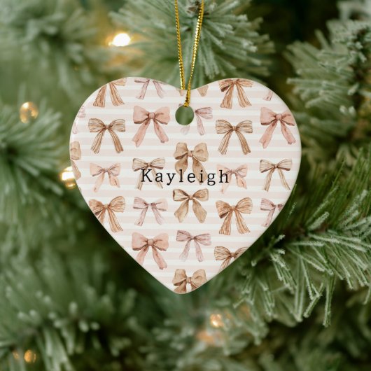 Blozende Roze Glitter Harten Liefde Keramisch Ornament (Boom)