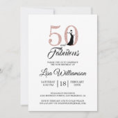 Blozende Roze Glitters 50 Fabulous 50ste Verjaarda Kaart (Voorkant)