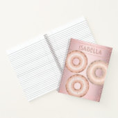 Blozende roze glitters donut moderne trendy naam notitieboek (Binnen)