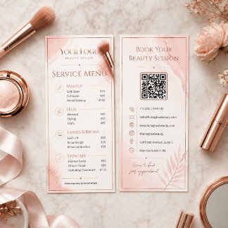 Blozende Roze Goud QR Salon Prijslijst Service Men Reclamekaart