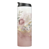 Blozende Roze Gouden Bloem Thermosbeker (Geroteerd rechts)